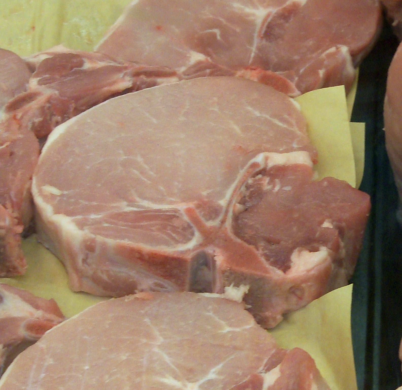 Fresh cut pork chops at Sunset Meat Market in Piqua, Ohio